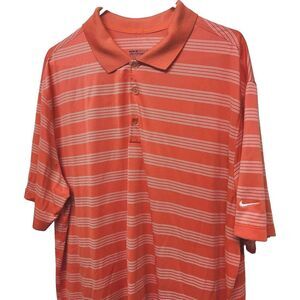 Nike Golf‎ Mens Orange/White Stripe Tour Performance Dri-Fit Polo Shirt Size XXL